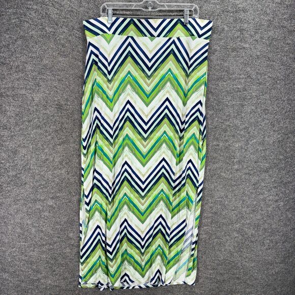 A New Approach Skirt Women XL Green Striped Maxi Long Rayon High Rise Pull On - Picture 1 of 7